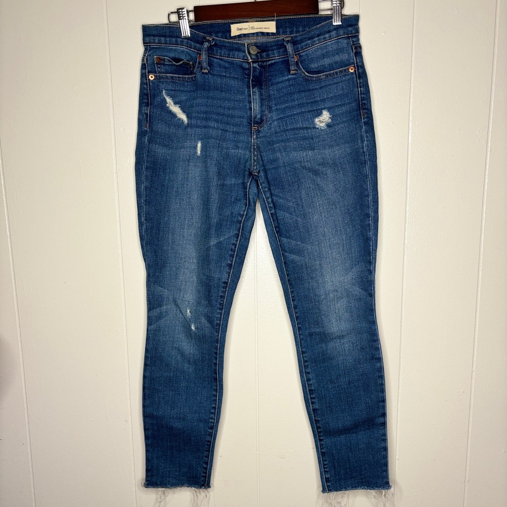 GAP 1969 Size 28 True Skinny Ankle Blue Jeans Distressed